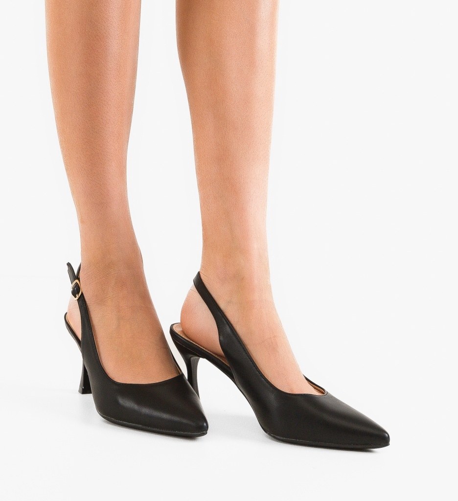 Pantofi Sanders Negri Eleganți cu Toc
