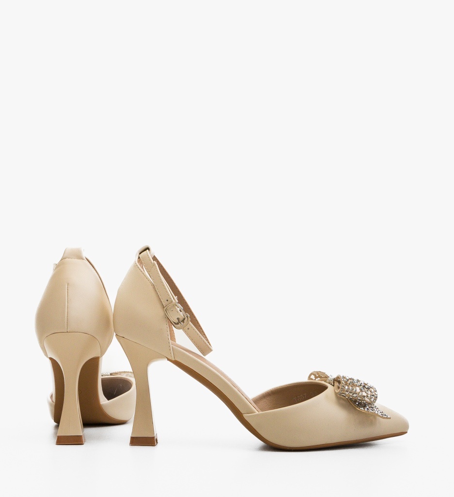 Pantofi cu toc Hare Bej Eleganți - imagine 2
