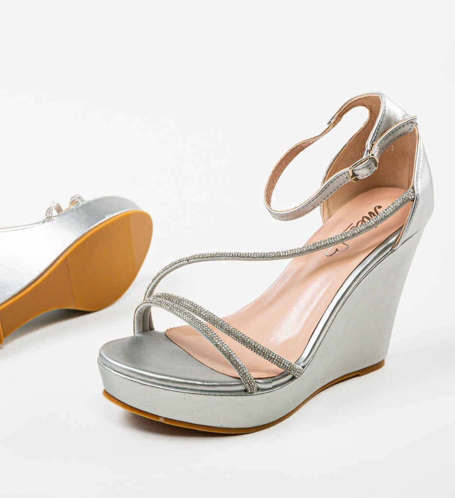 Platforme Dama Duys Argintii | Sandale Elegante - imagine 5