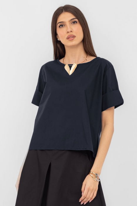 Bluza Poplin Bumbac Shopika Bleumarin | Eleganță