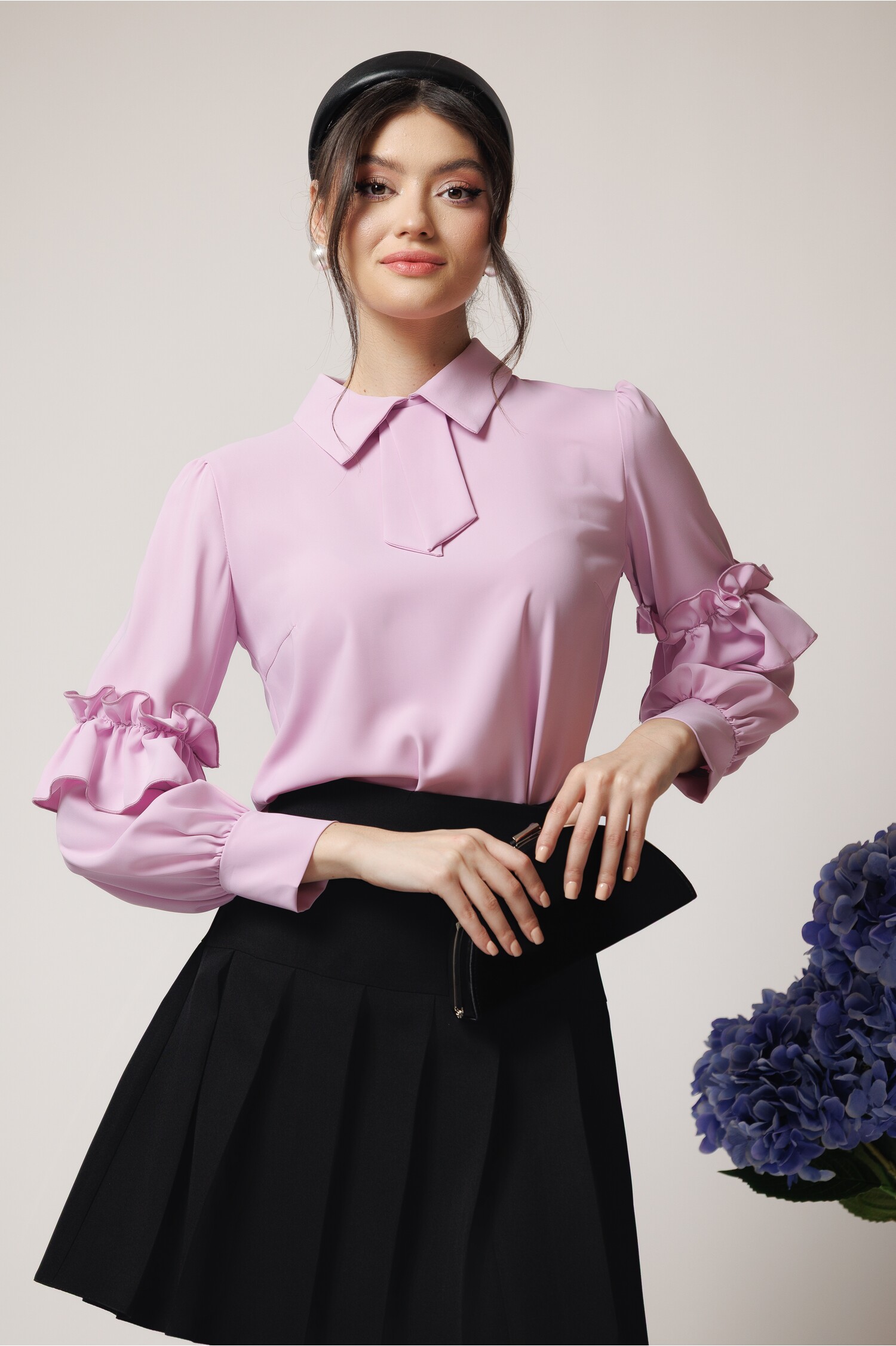 Cămăși Elegante Lila cu Volane - Stil Refined