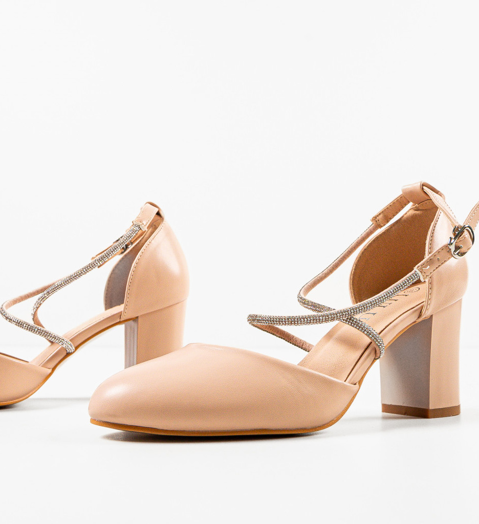 Pantofi dama Ochen Bej cu toc elegant - imagine 5