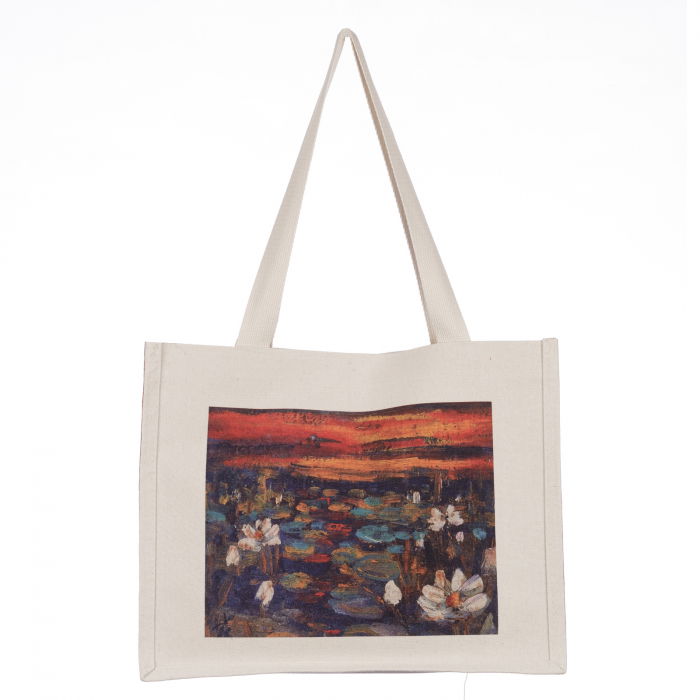 Geanta Shopika cu Nuferi | Design Artistic Textil