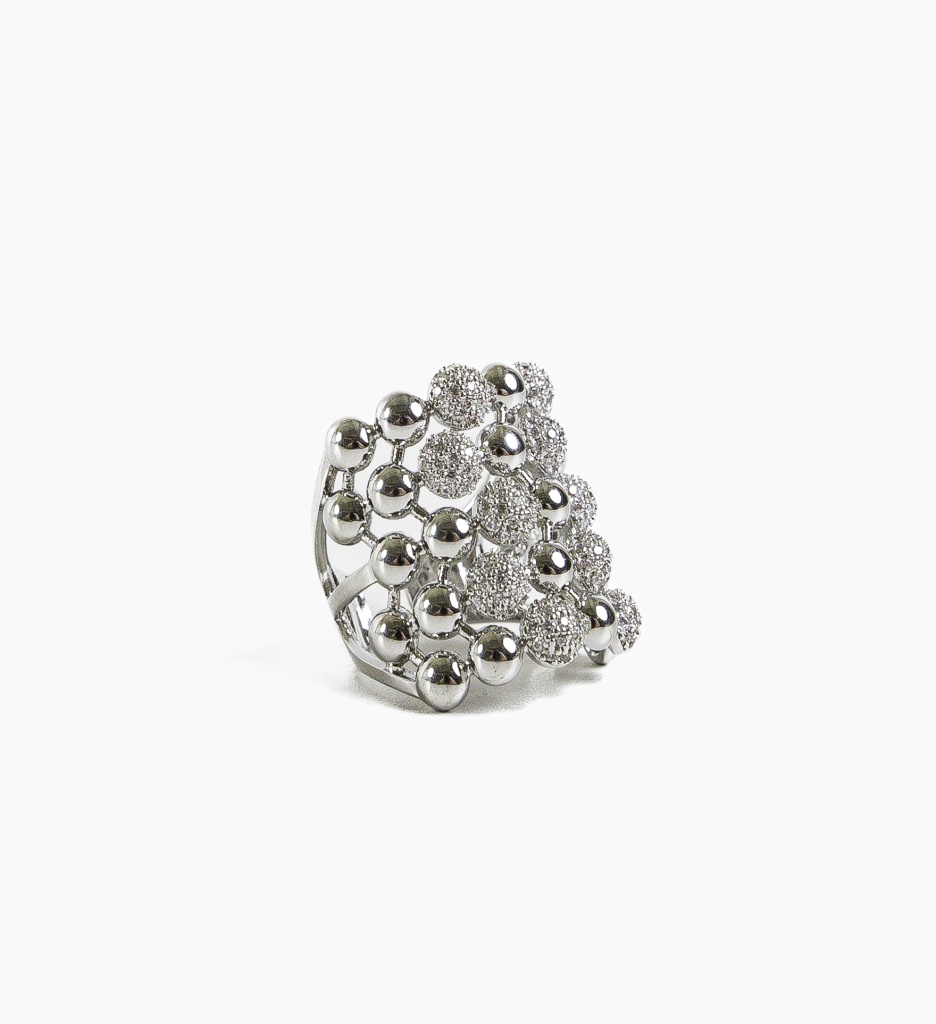 Inel Hexego Argintiu - Design Geometric Modern
