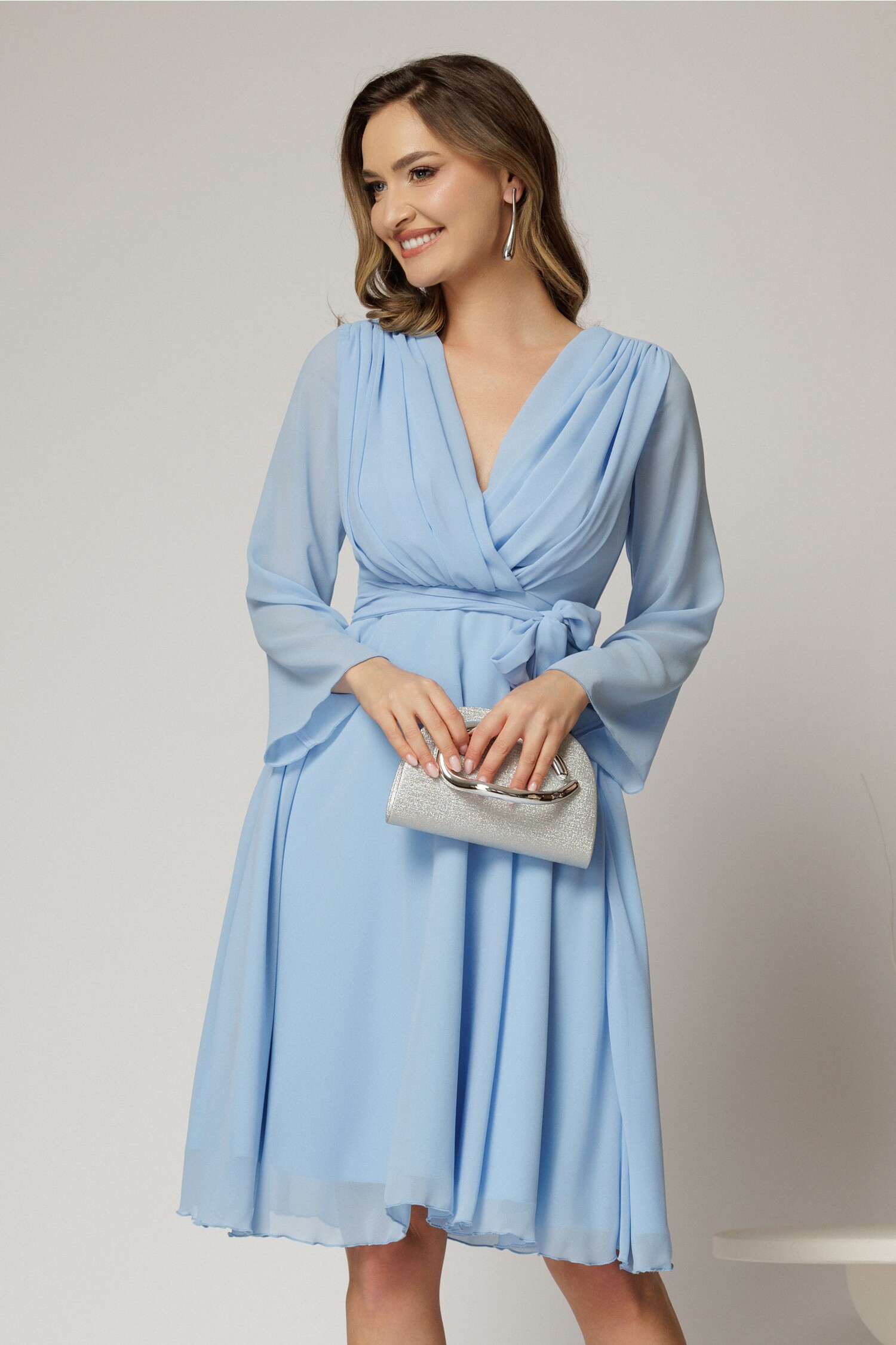 Rochie DY Fashion Voal Bleu Decolteu Petrecut