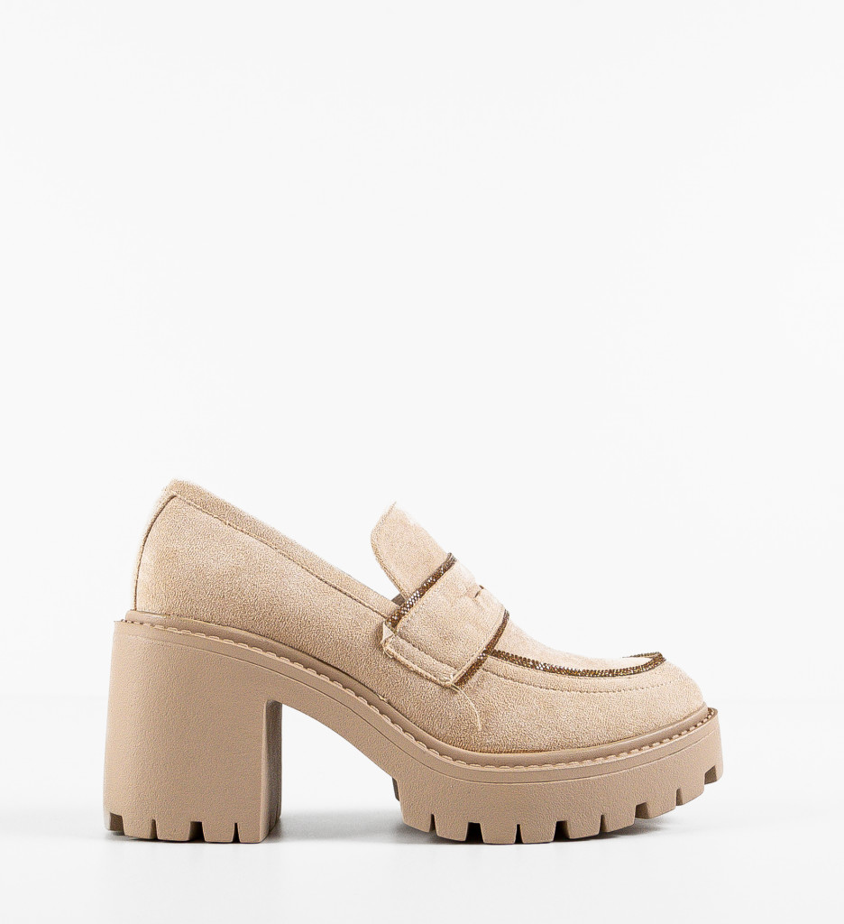 Pantofi Dama Mose Bej cu Toc | Eleganță și Stil - imagine 5