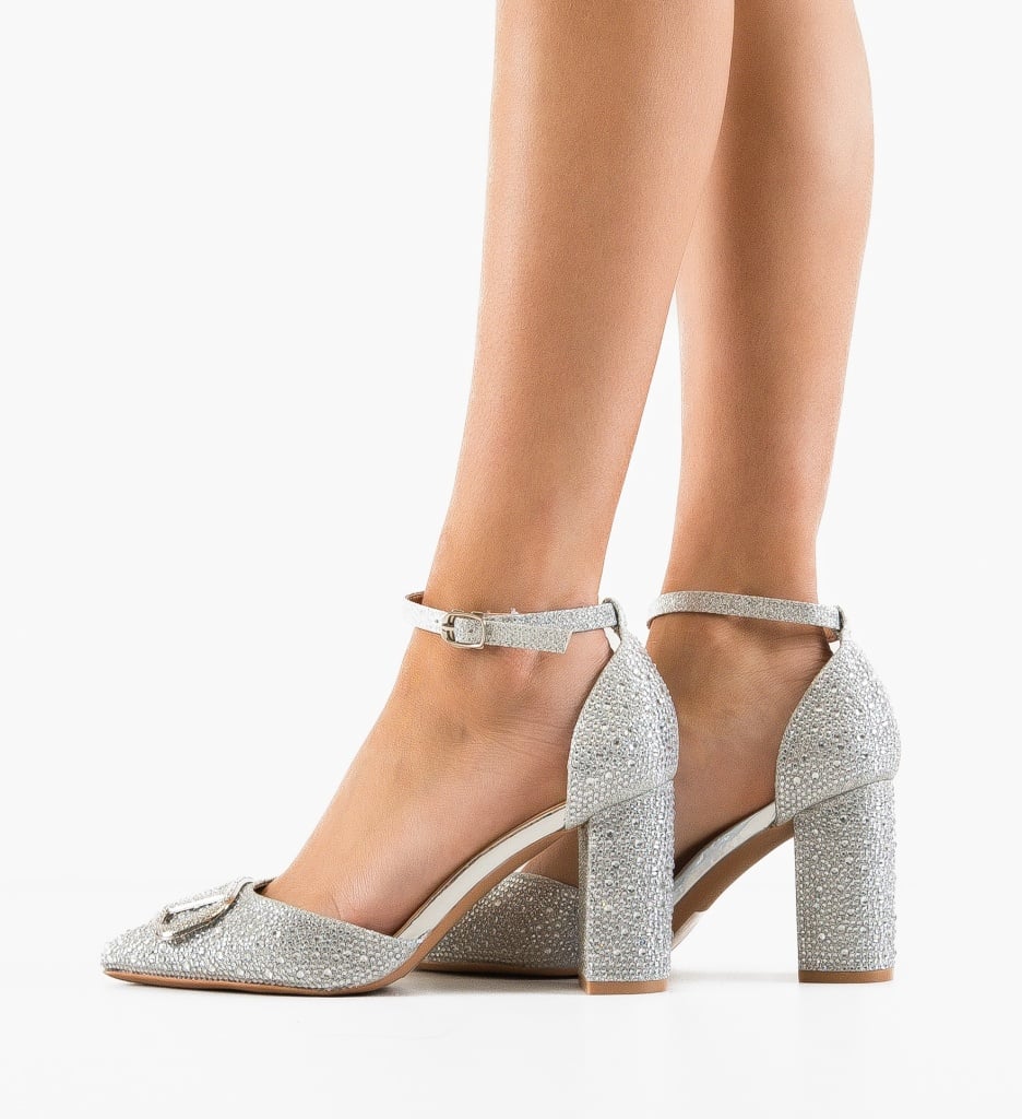 Pantofi cu Toc Argintii Ayers - Eleganță Absolută - imagine 2