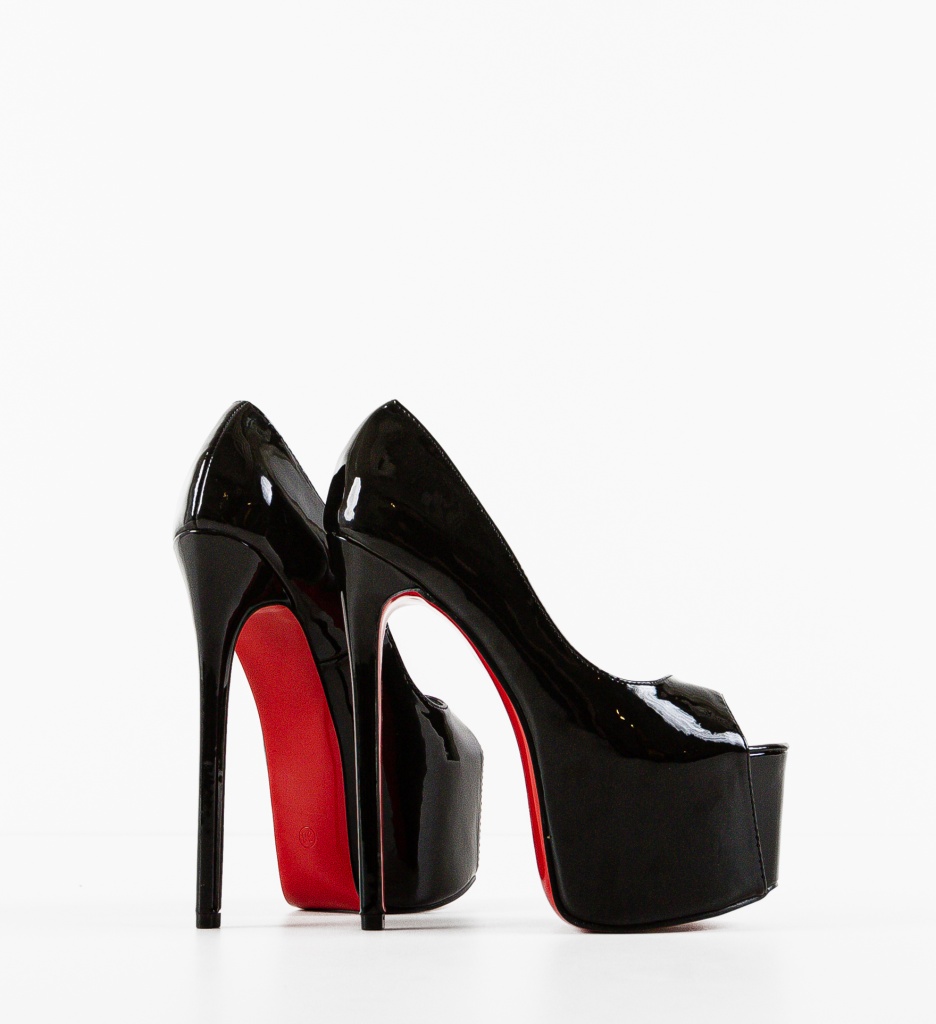 Pantofi dama Tamales Negri eleganți cu toc - imagine 7