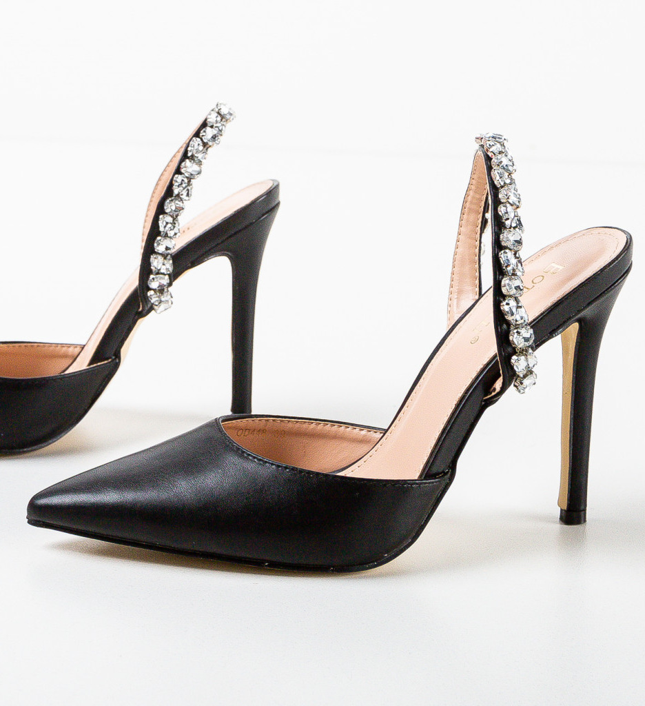 Pantofi Dama Tarwe Negri Eleganți cu Toc - imagine 6