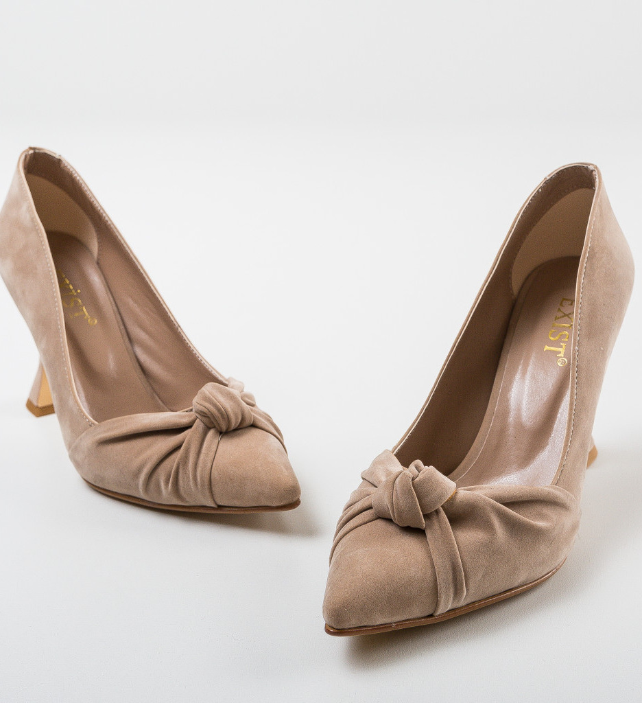 Pantofi Cadek Bej cu Toc Eleganți - imagine 6