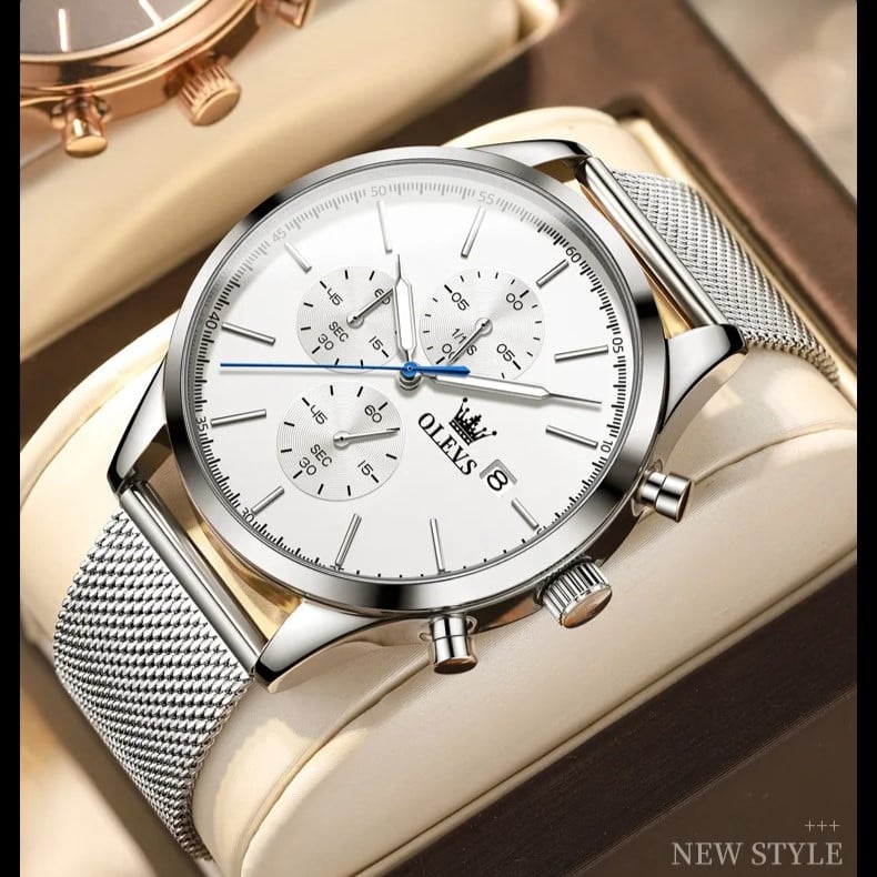Olevs CS1653 - Ceas Barbatesc Elegant Argintiu - imagine 4