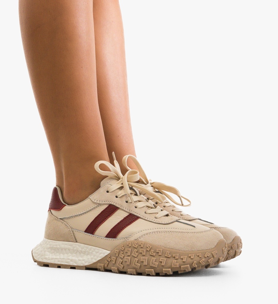 Sneakers Dama Forale Bej - Confort și Stil - imagine 5