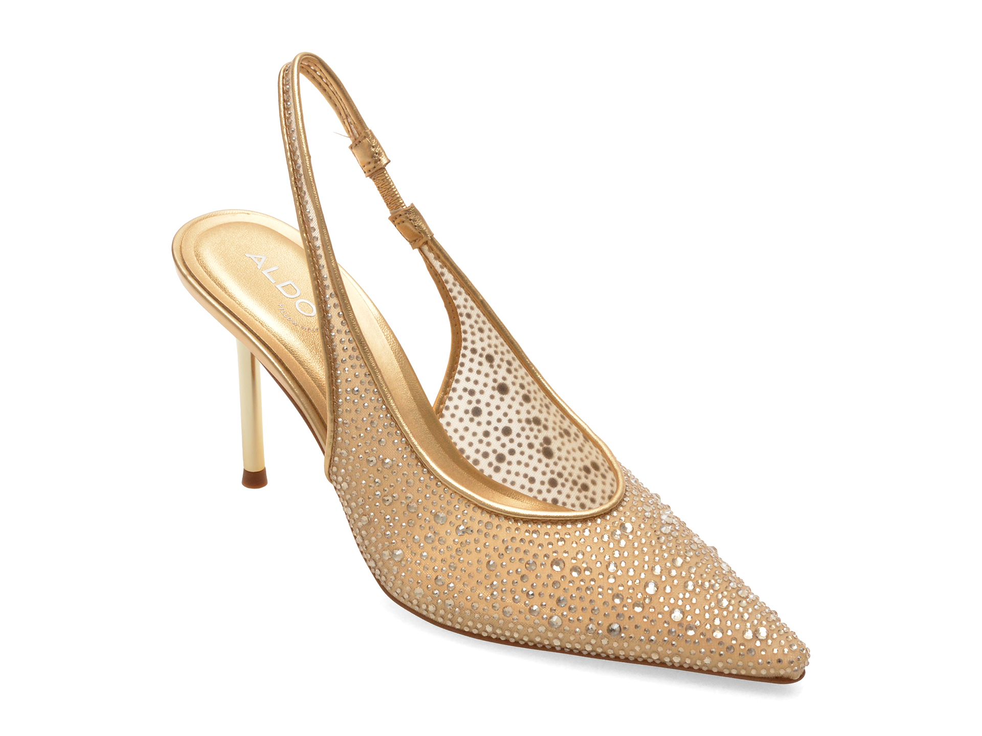 Pantofi eleganti ALDO aurii, MERA 710, din material textil