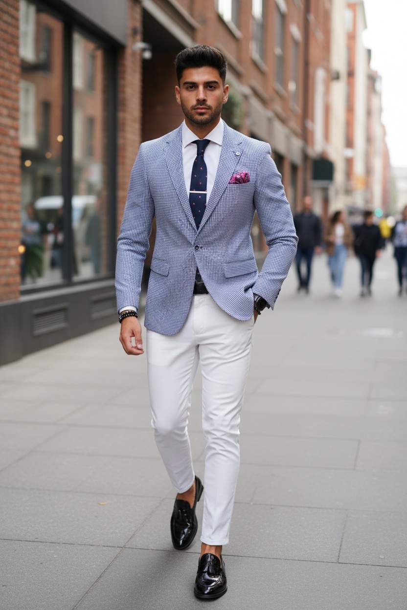 Sacou barbati slim fit albastru | Elegant si modern - imagine 2