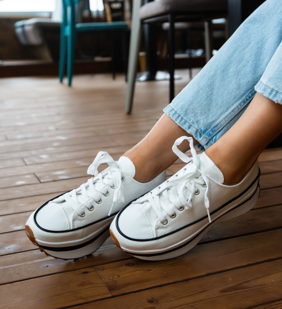 Sneakers Dama Marble Albi | Eleganță Sport - imagine 2