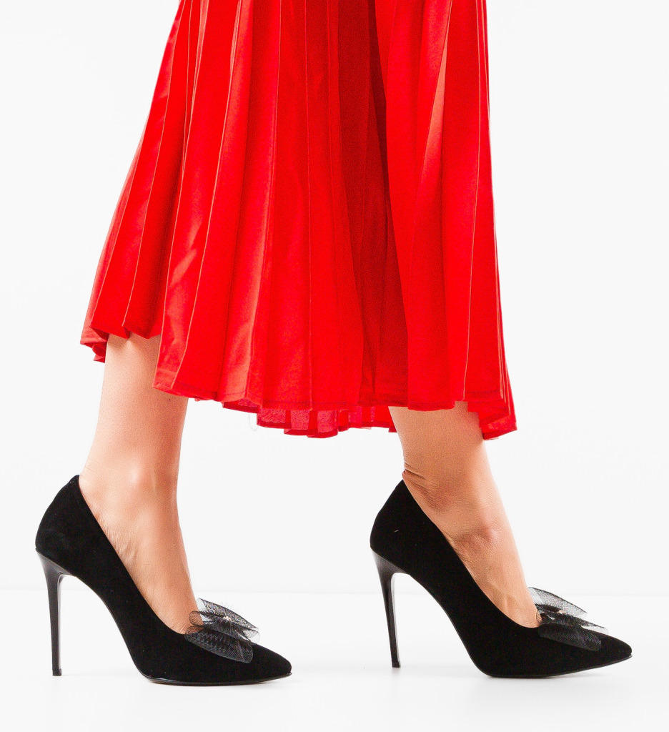 Pantofi dama Winere Negri cu toc elegant - imagine 2
