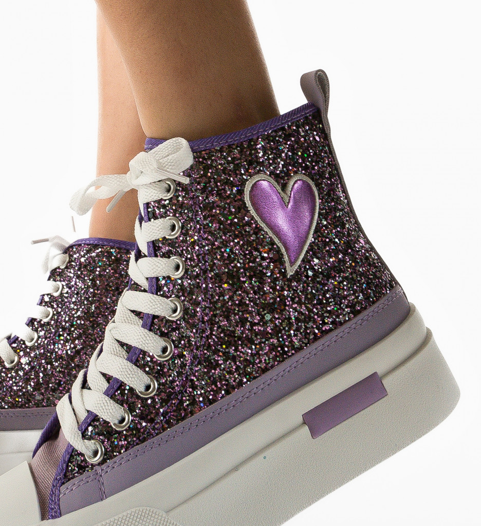 Sneakers Dama Cuore Mov | Stil și Confort - imagine 4