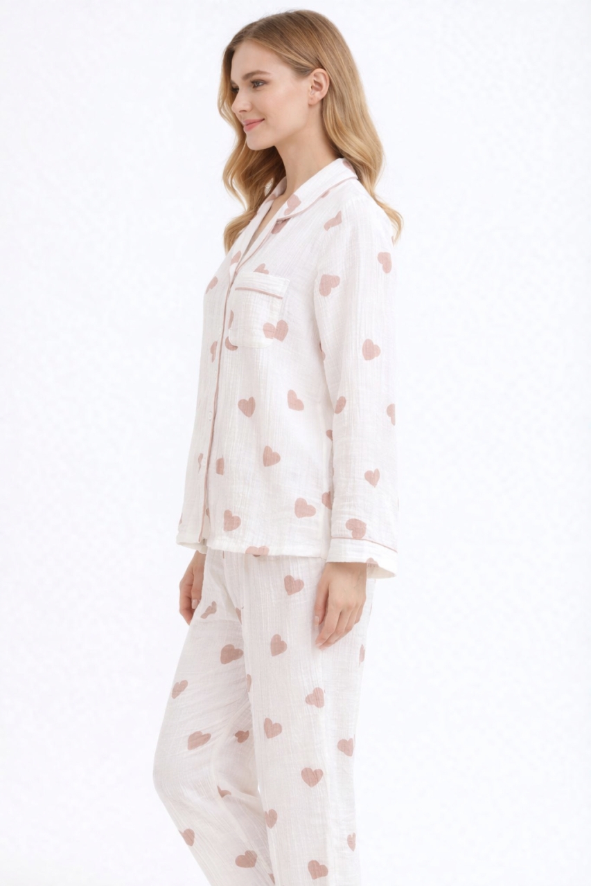 Pijama Dama Delis Sweet Night Bumbac 100% Alb - imagine 2