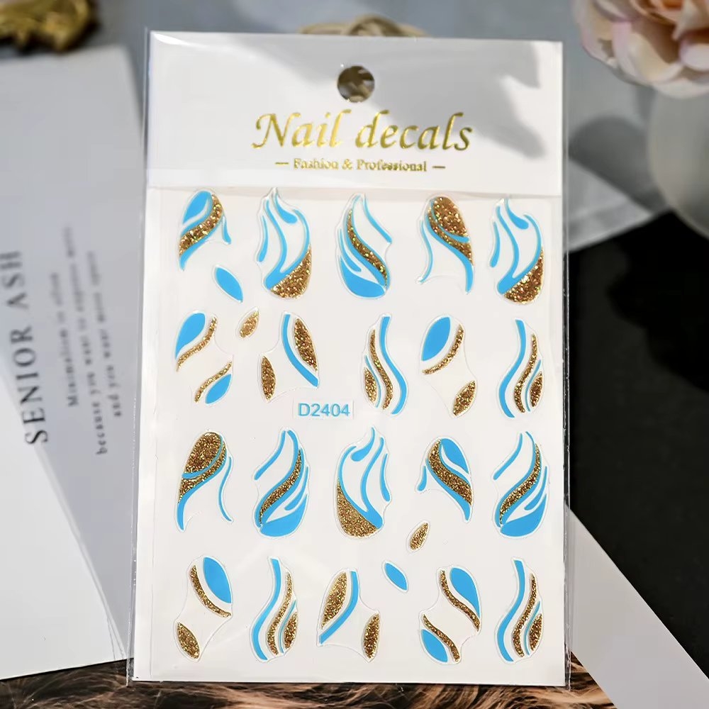 Abtibilduri Unghii Marquise Albastru/Auriu | Nail Art Rapid