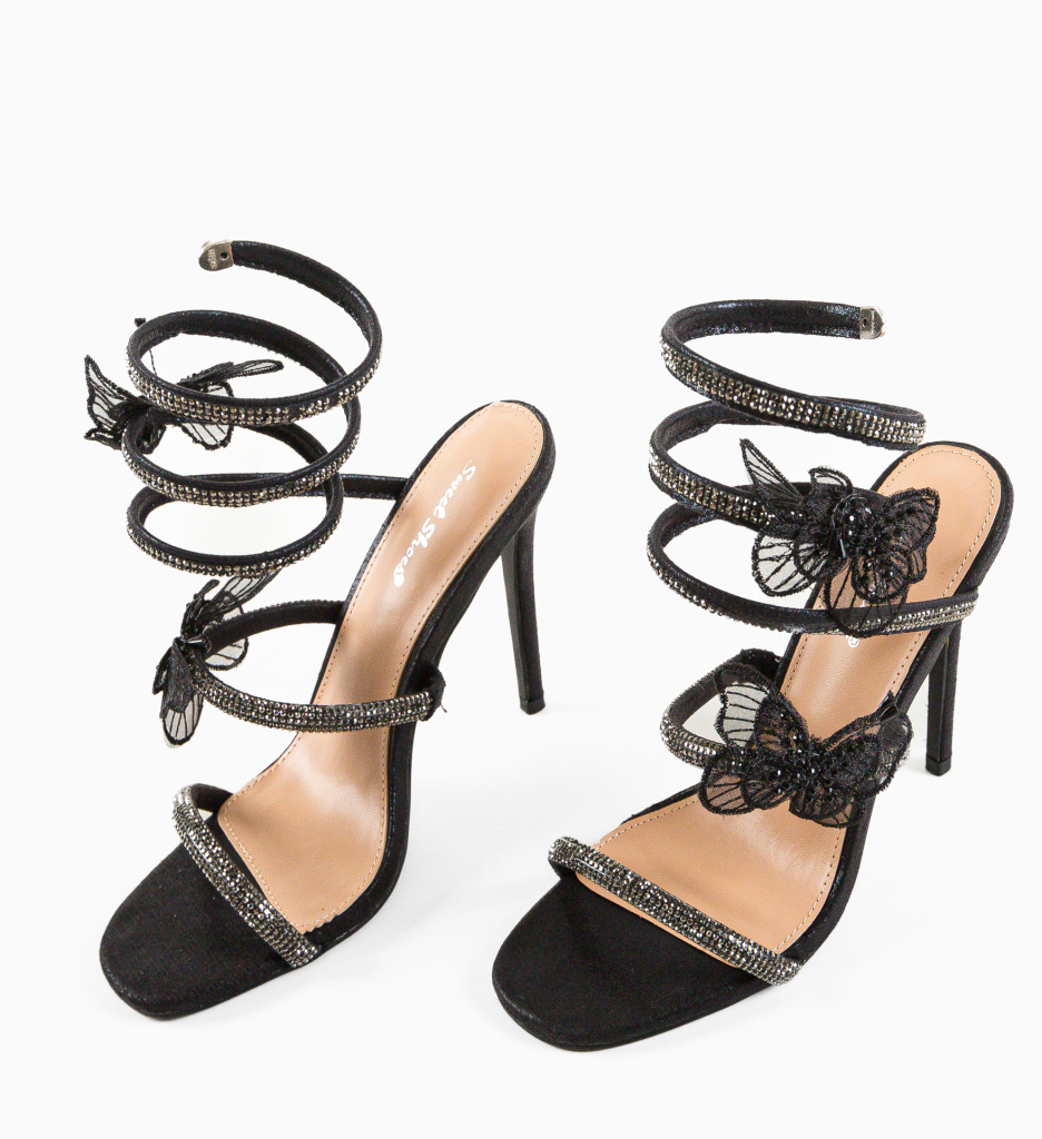 Sandale Ayton Negre Elegante cu Toc - imagine 8