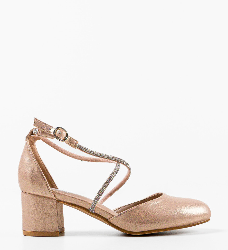 Pantofi Dama Plikam Aurii cu Toc Eleganți - imagine 6