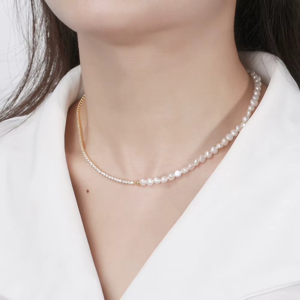 Lantisor Argint cu Perle Delis - Placat Aur - imagine 2