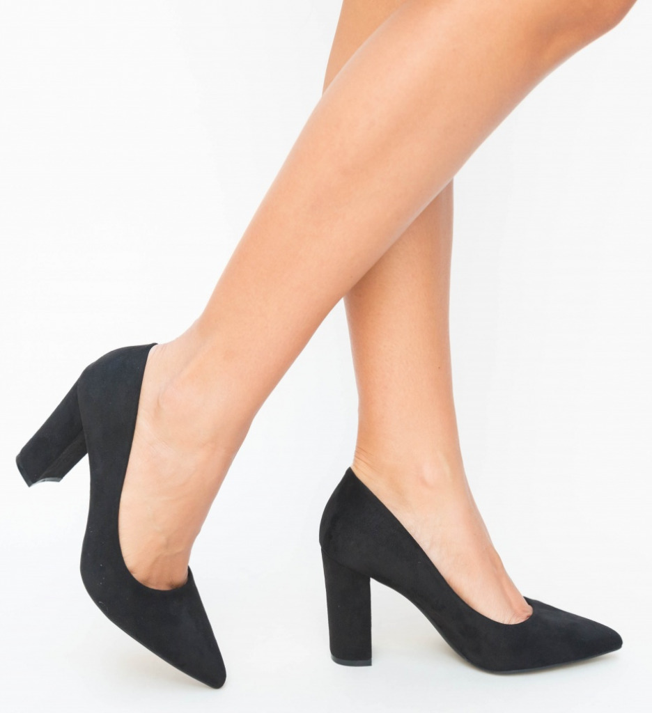 Pantofi Toc Elegante Genta Negri | Stil Feminin - imagine 3