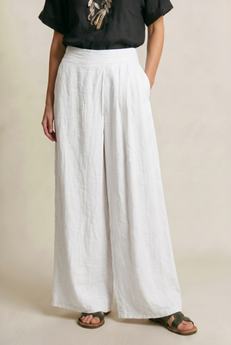 Pantaloni in alb cu croiala ampla - Shopika