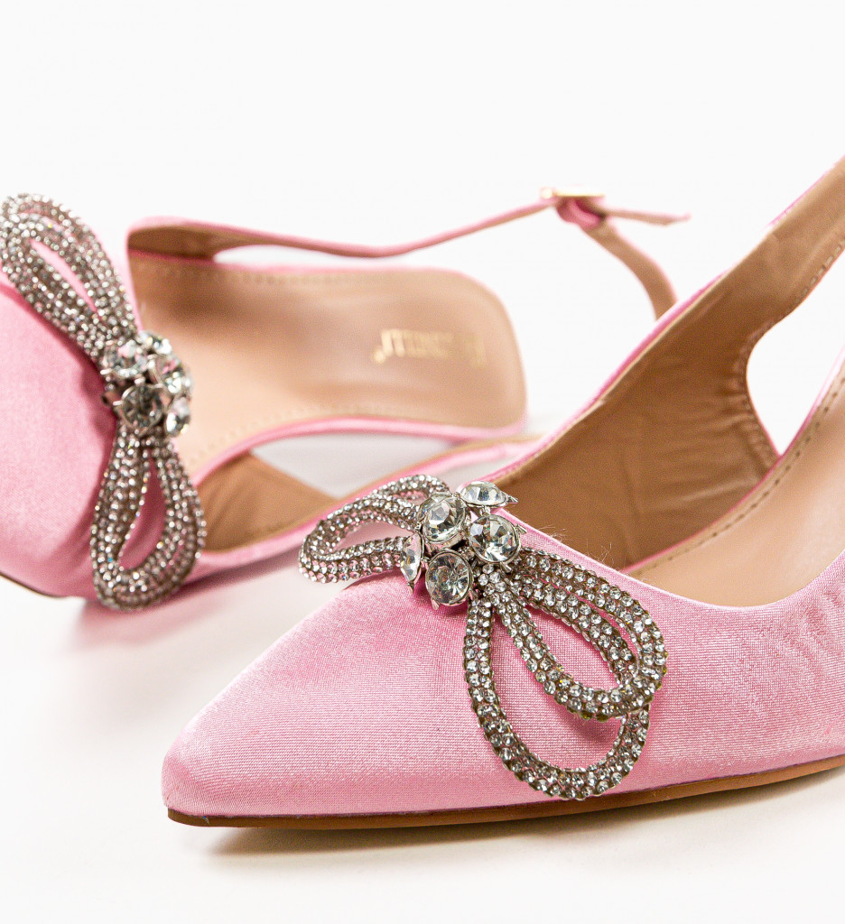 Pantofi Dama Totyce Roz cu Toc Eleganți - imagine 5
