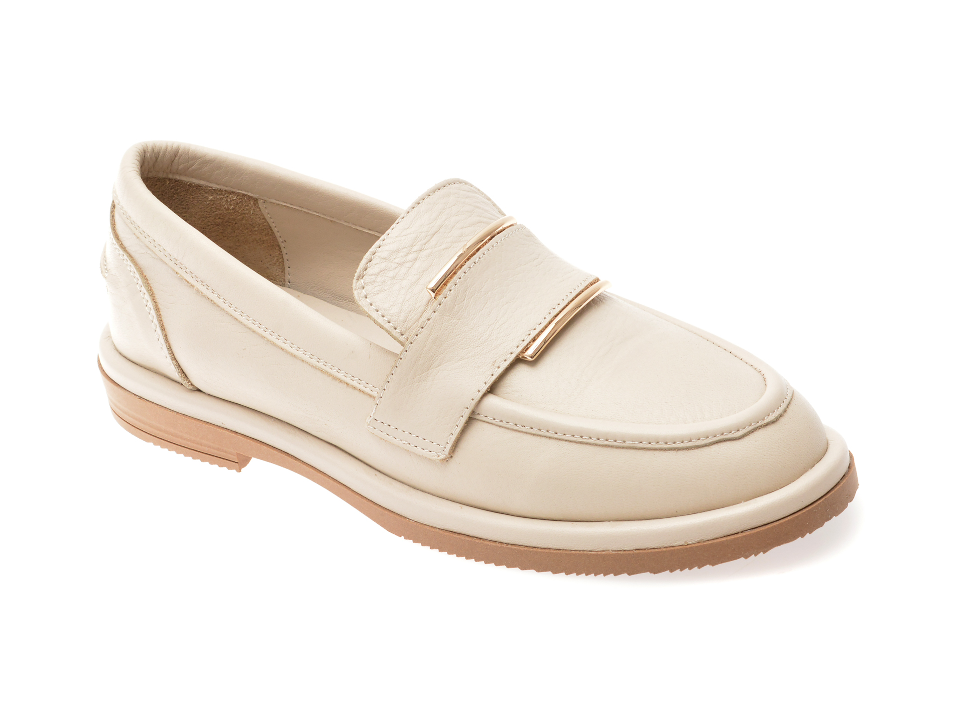 Mocasini IMAGE Bej din Piele Naturală - Eleganță