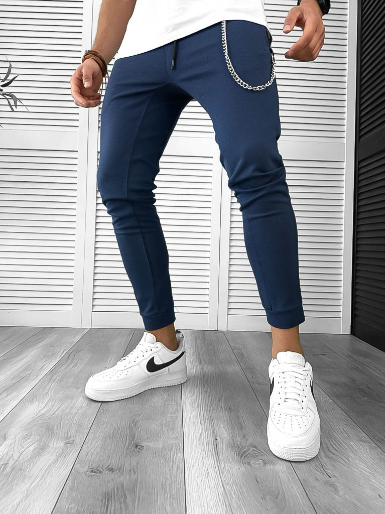 Pantaloni Trening Conici Bleumarin, Stil Modern