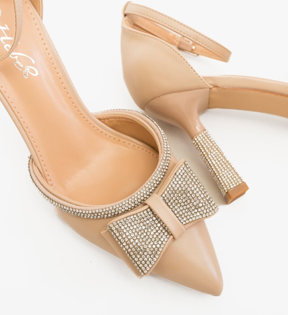 Pantofi Stiletto Tauler Bej Eleganți - imagine 2