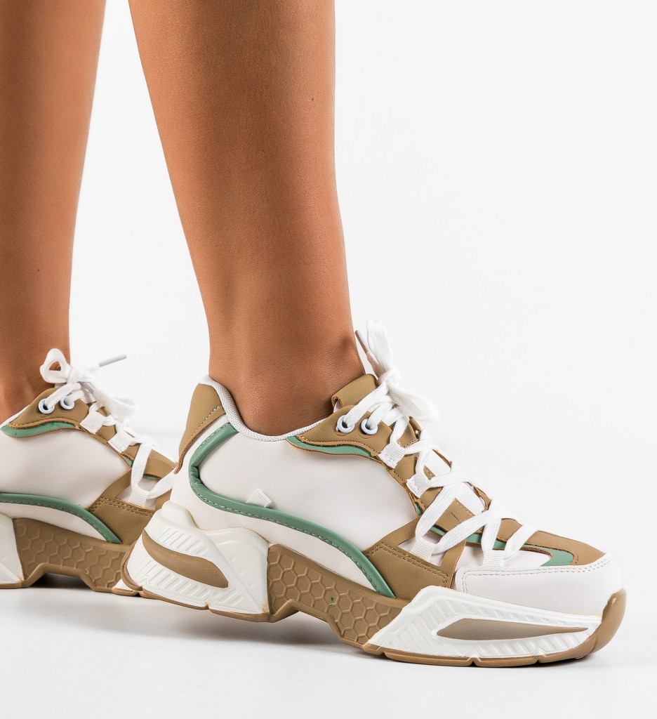 Sneakers Dama Samir Khaki - Confort & Stil - imagine 3