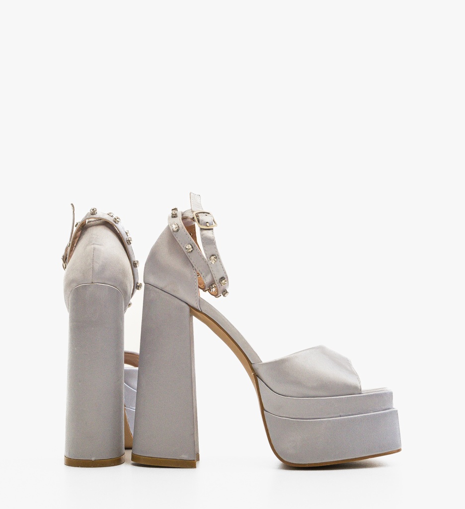 Sandale Dama Minin Argintii cu Toc Elegante - imagine 6
