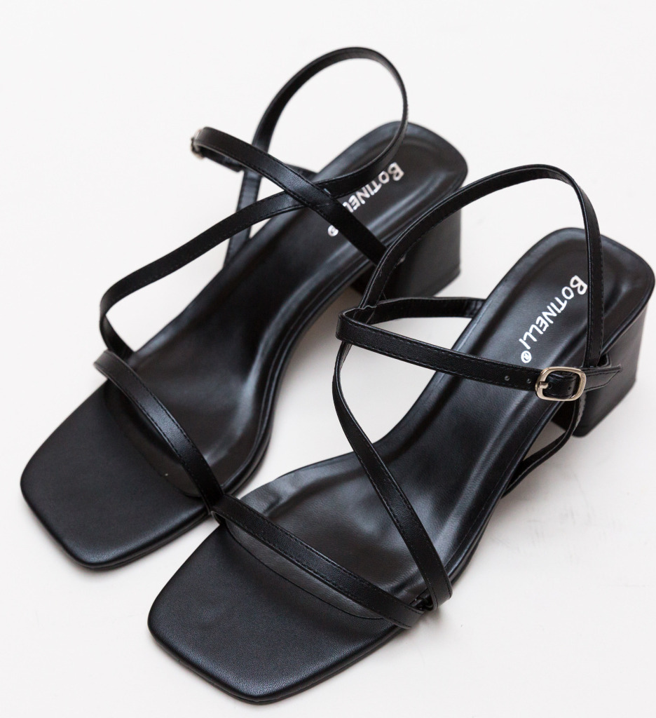 Sandale Flutus Negre cu Toc | Eleganță și Stil - imagine 6