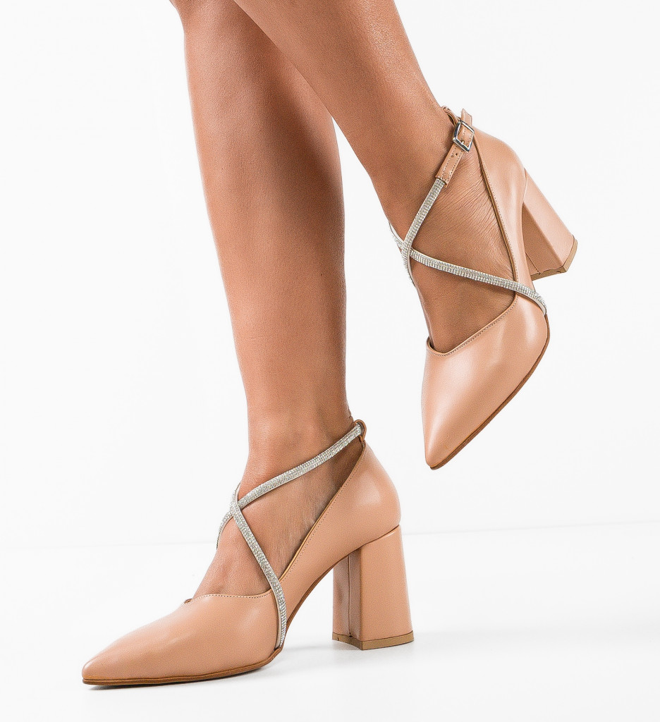 Pantofi cu Toc Yezyga Nude | Eleganți și Versatili - imagine 4