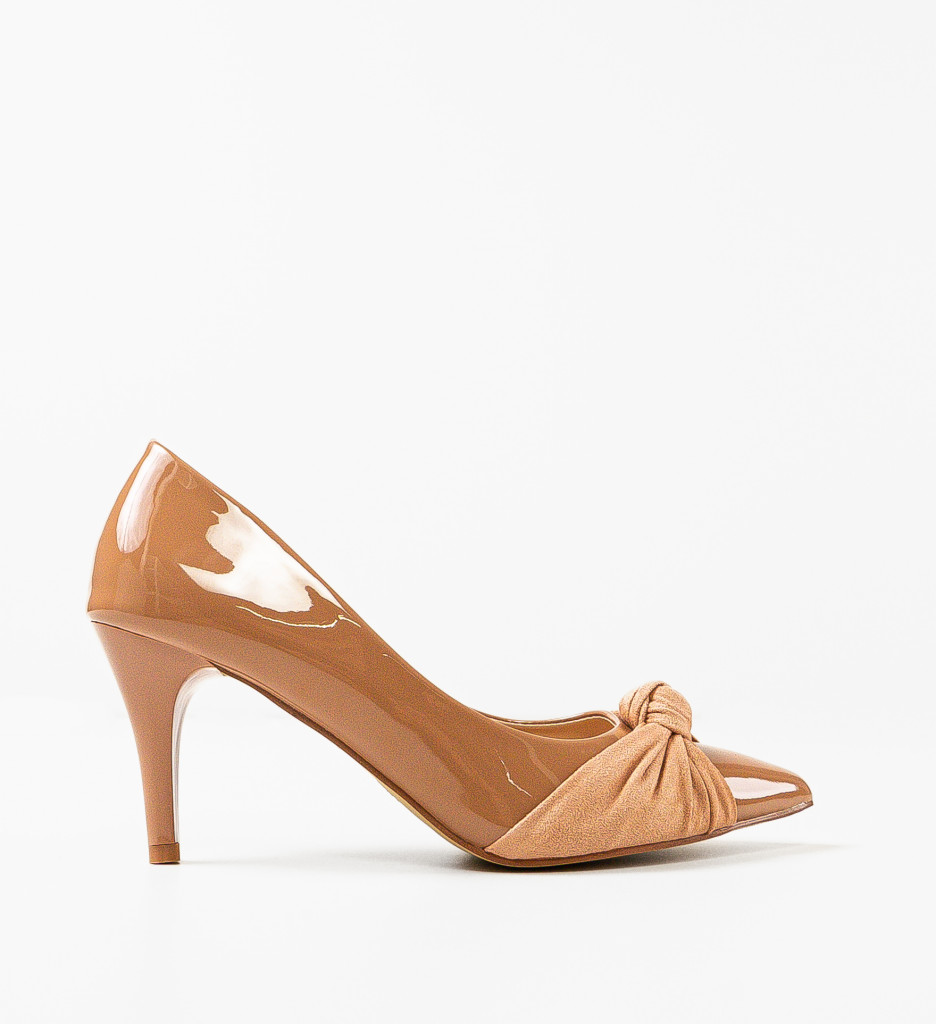 Pantofi Dama Oprez Nude cu Toc Eleganți - imagine 4