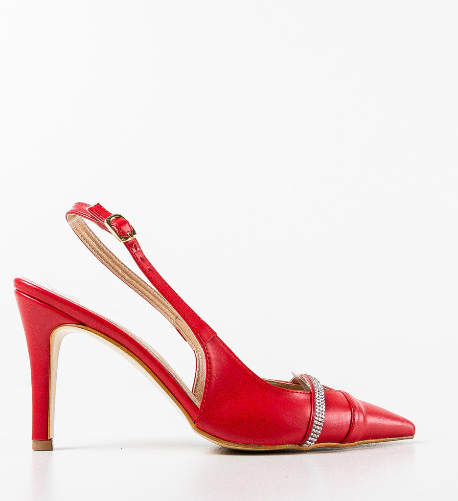 Pantofi dama Amint Rosii cu toc elegant - imagine 6