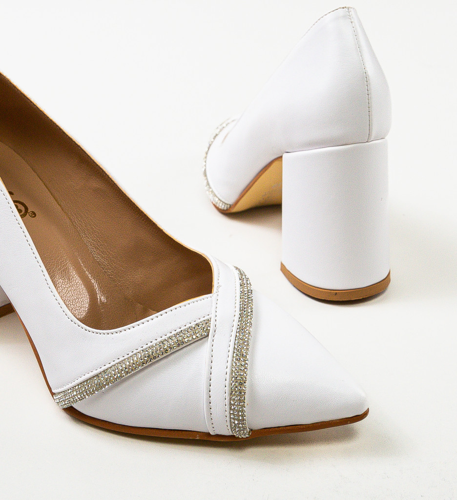 Pantofi Dama Crysta Albi - Eleganță Pură - imagine 3