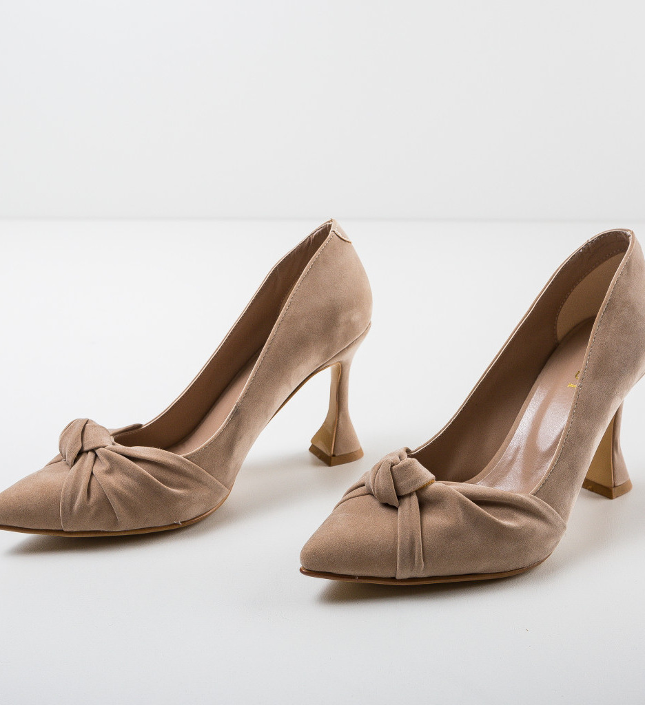 Pantofi Cadek Bej cu Toc Eleganți - imagine 7