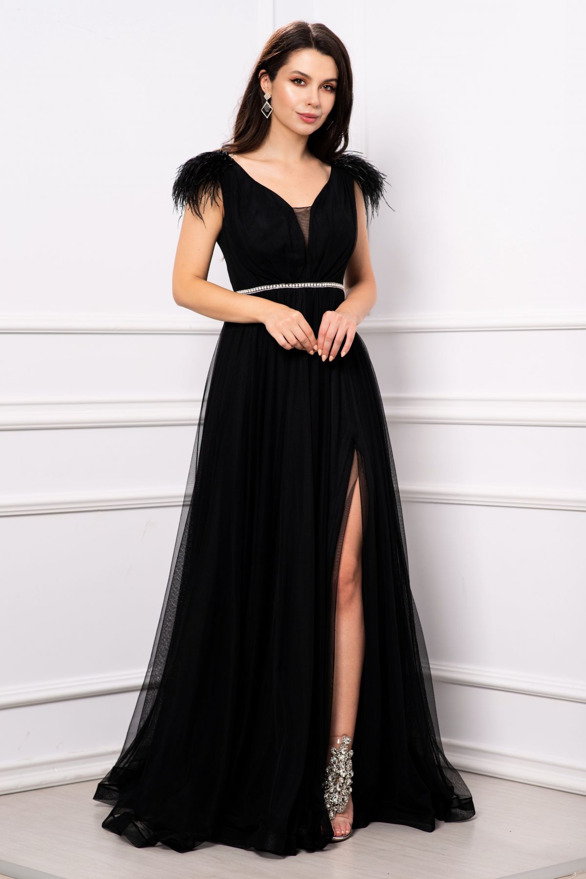 Rochie Gratiela Inpuff - Eleganță cu Perle și Fulgi