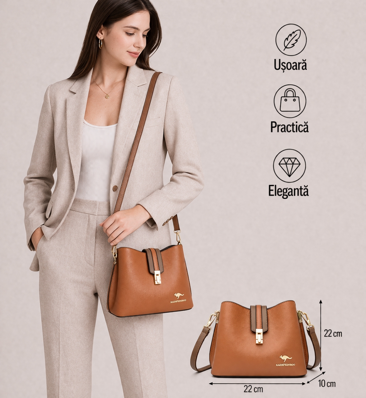 Geanta Pfy Bibiana GT1879 cu 3 compartimente - imagine 7