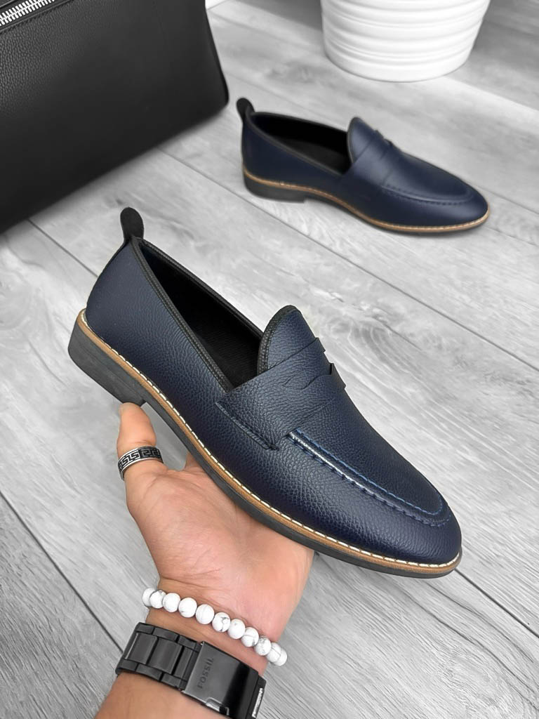 Mocasini barbati albastri din piele eco comozi