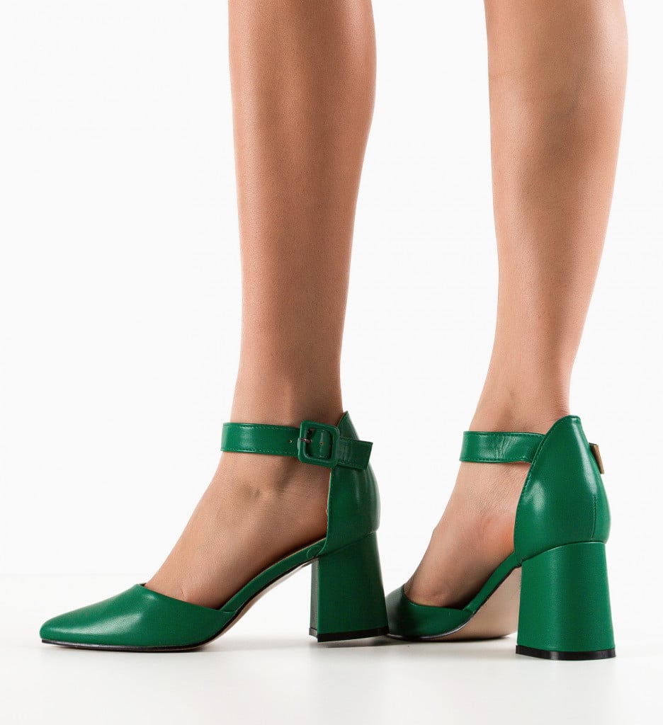 Pantofi Dama Avitus Verzi cu Toc Eleganți - imagine 4