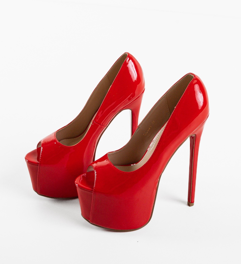 Pantofi Rosii cu Toc Eleganti Tamales - imagine 7