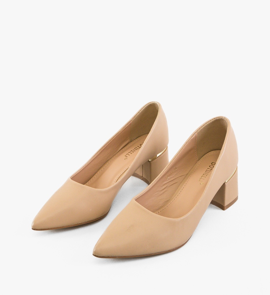 Pantofi Helen Bej cu Toc Eleganti - imagine 9