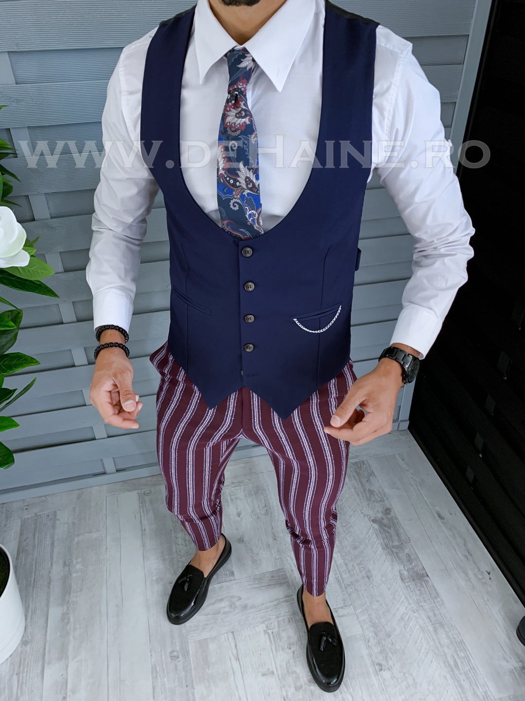 Compleu Barbati Elegant Slim Fit Vesta+Pant