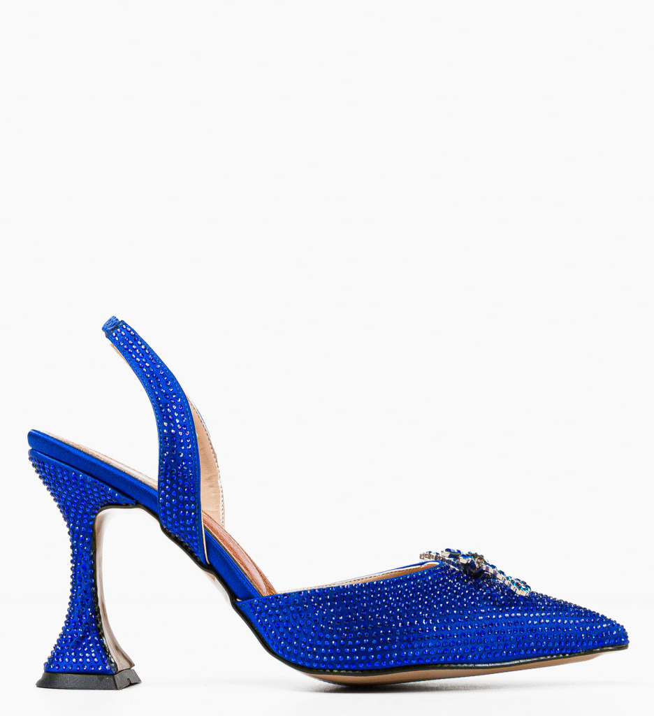 Pantofi dama Partyun albastri eleganți cu toc - imagine 2