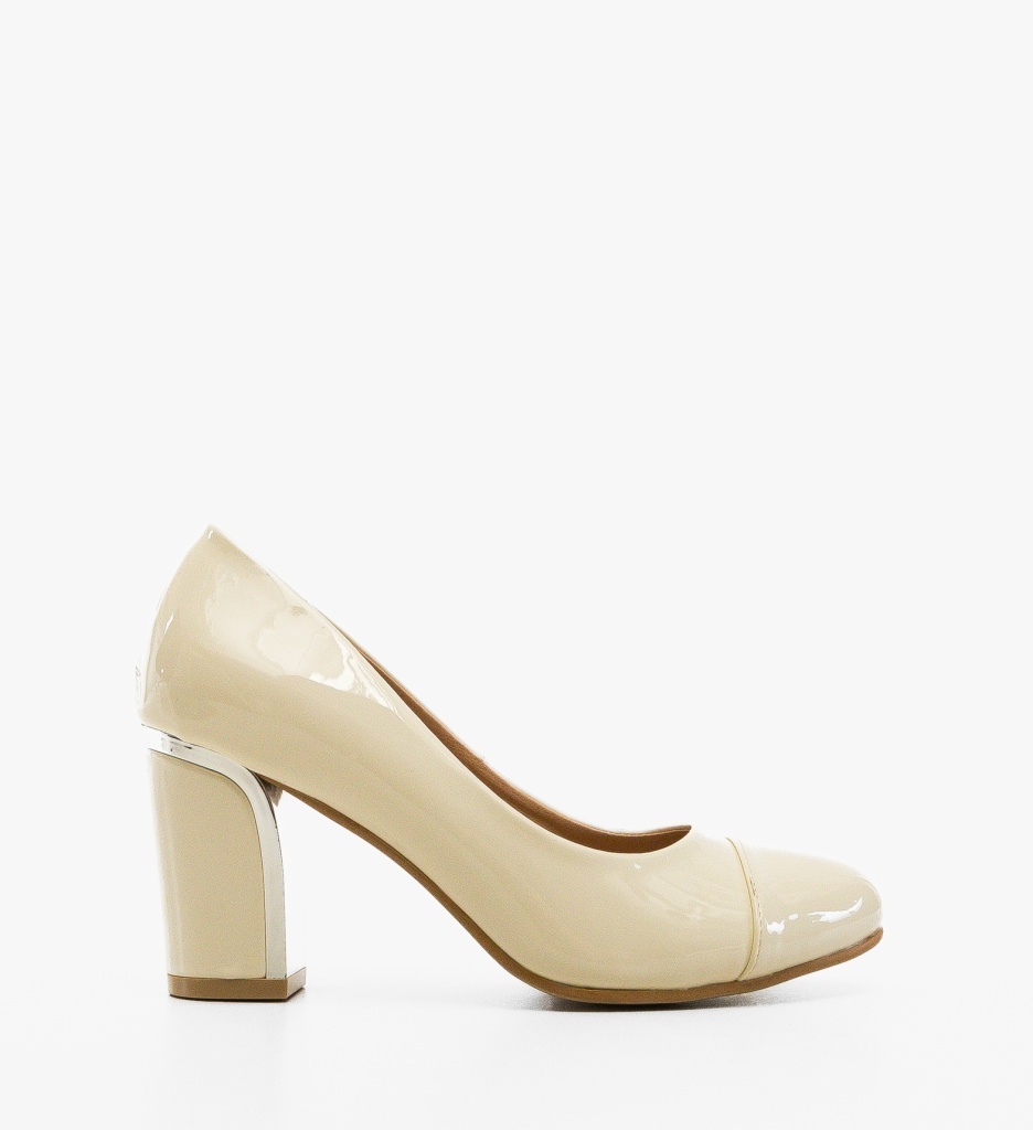 Pantofi dama Poopy Bej eleganți cu toc - imagine 6