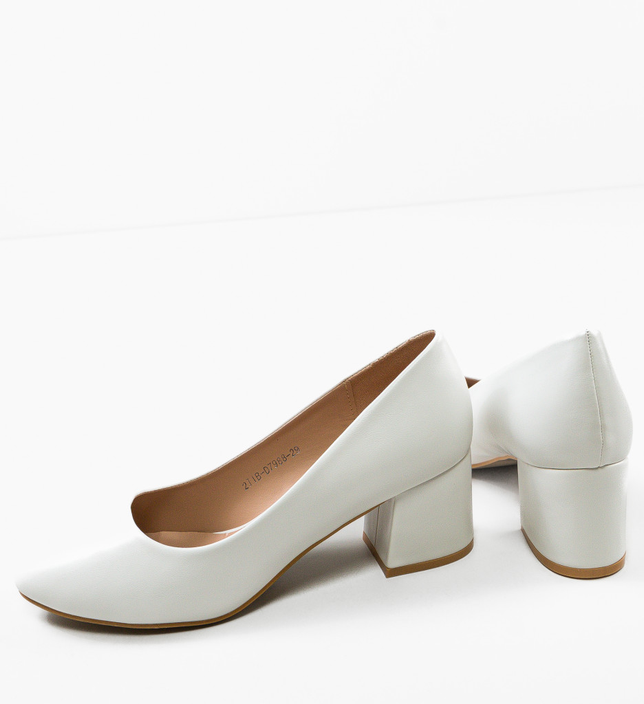 Pantofi Dama Cobb Albi cu Toc Eleganți - imagine 6